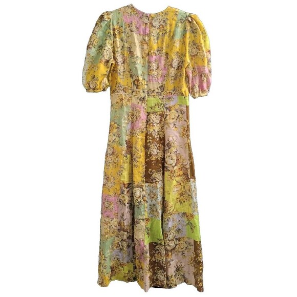 ALEMAIS Sz 8 AUS 4 US Floral Linen Patchwork Matilde Midi Dress Spring Summer - Picture 13 of 16